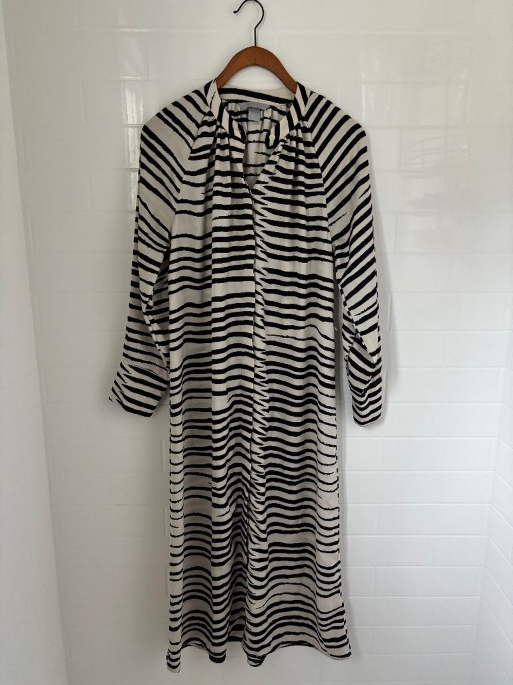 H&M Taupe Zebra Print Long Sleeve Maxi Dress - Size S